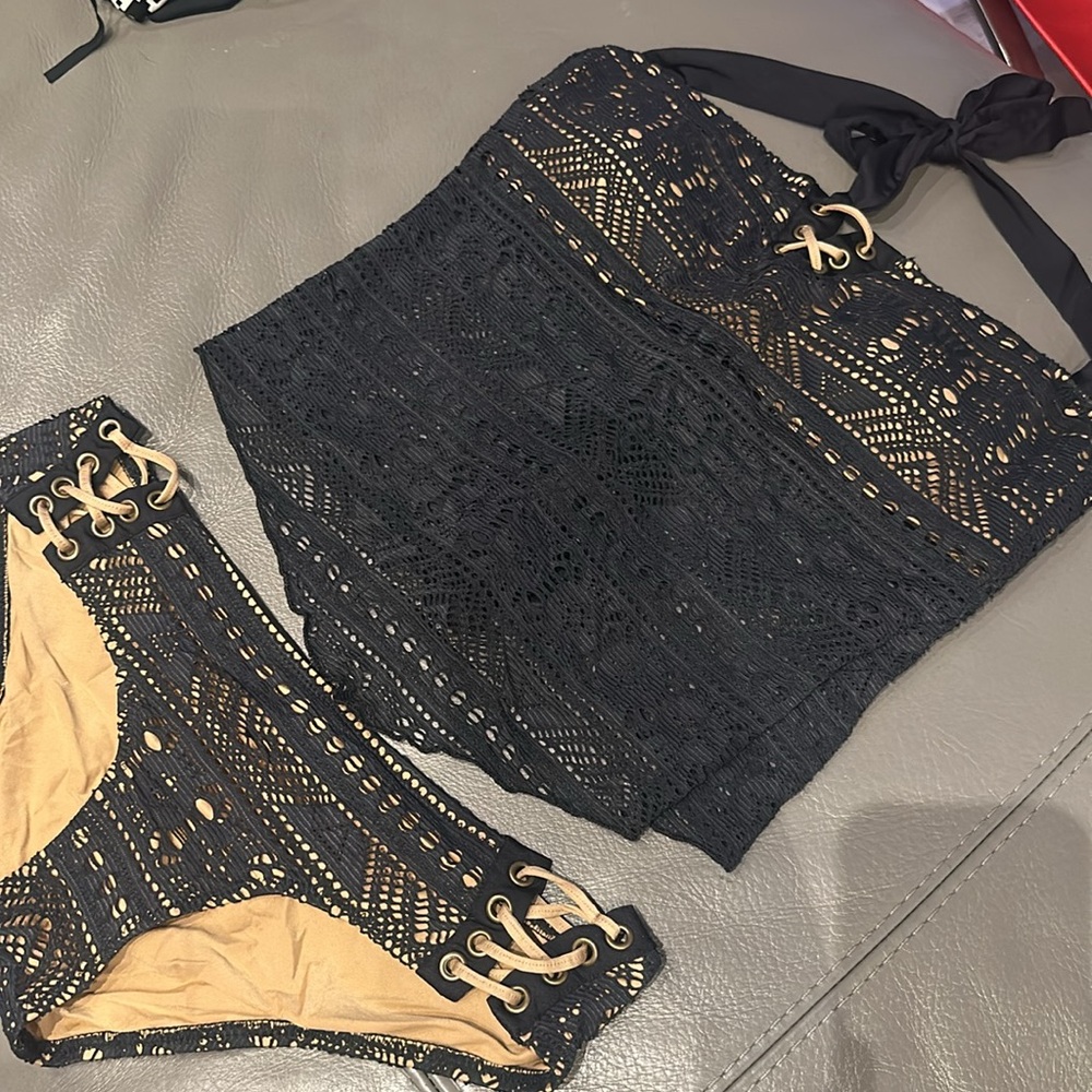 EUC BECCA swim bikini, black lace